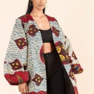 Grass-fields African/Ankara wax print kimono